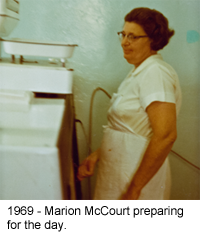 1960 - Marion McCourt preparing for the day.